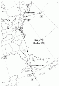 Path of the Great Gale of 1878 that doomed the Chesapeake Bay steamer Express. This was one of the more tragic shipwrecks in Maryland water. Learn all about it at one of the upcoming talks this fall for "Great Storms of the Chesapeake."