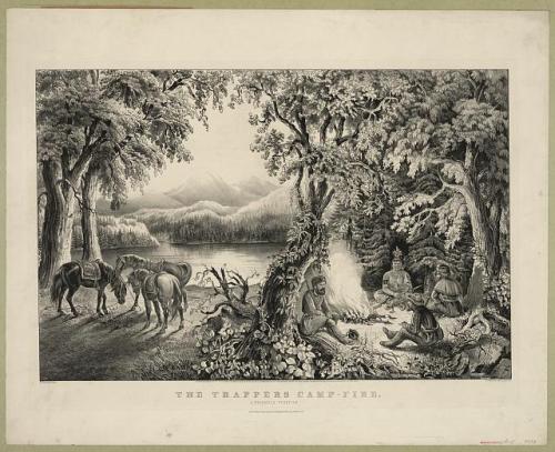 Trappers gather around a campfire. IMAGE COURTESY LIBRARY OF CONGRESS.